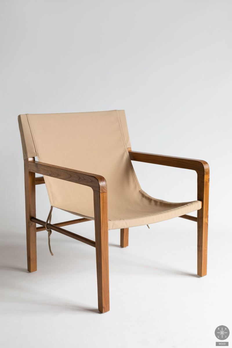 Krėslas iš tikmedžio ir medvilnės audinio