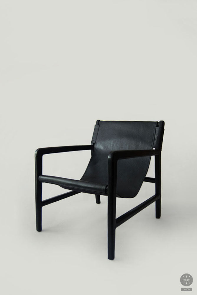 Krėslas iš tikmedžio su oda