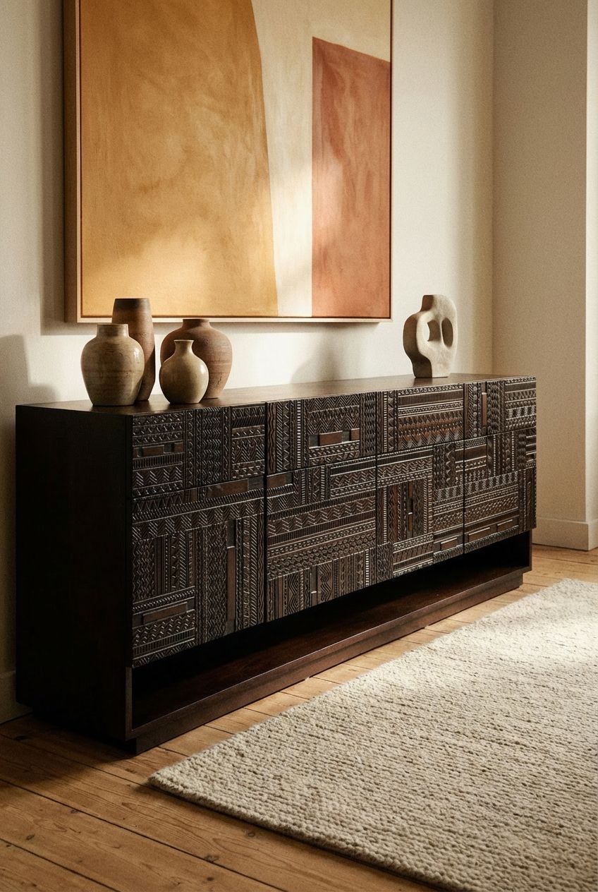 Raižiniuota tikmedžio komoda